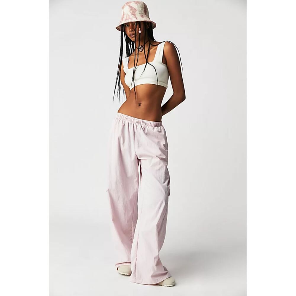 Bec + Bridge Adrianna Pink Nylon Taffeta Wide Leg Cargo Pants‎ US 8 90s Y2K